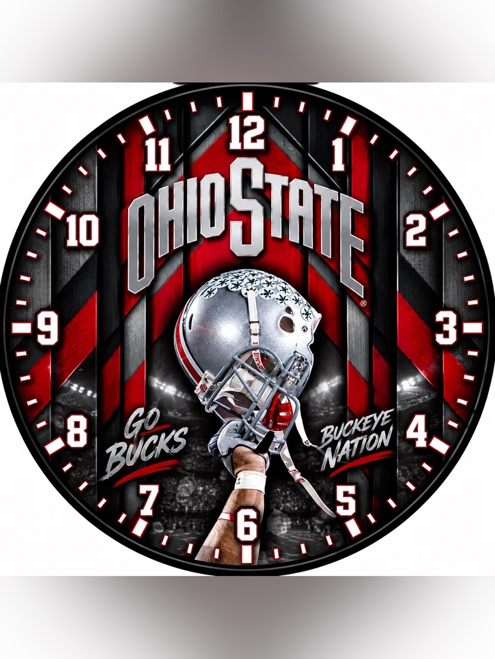 Ohio State Buckeyes Wall Clock - Red & Silver Fan Decor